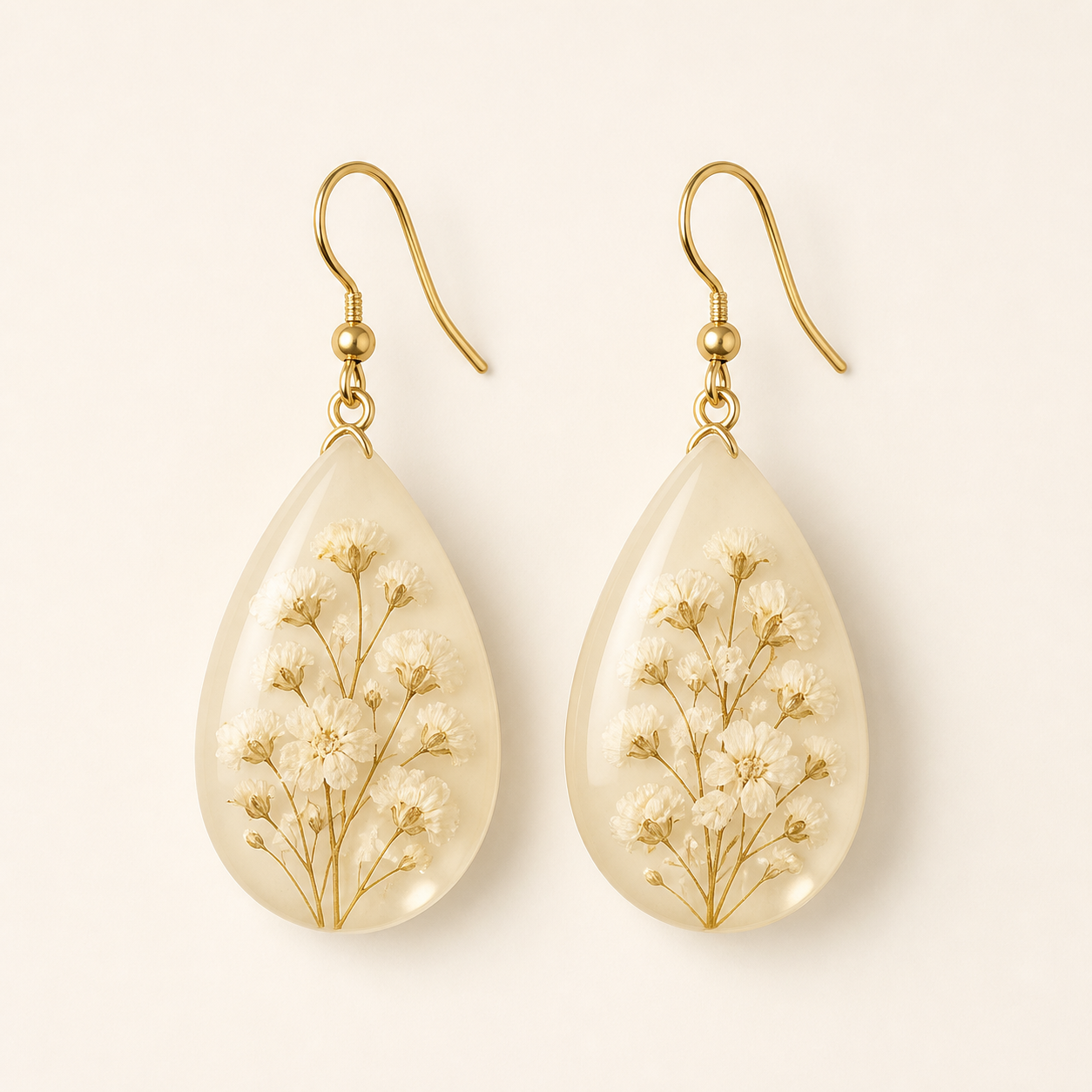 Ivory Floral Resin Earrings