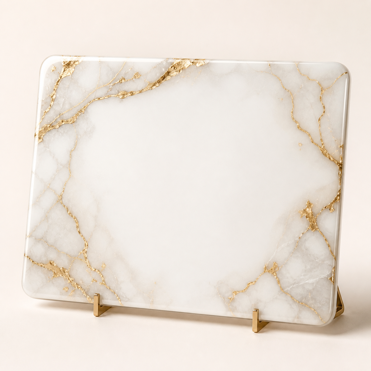 White-Gold-Marble Resin Plaque