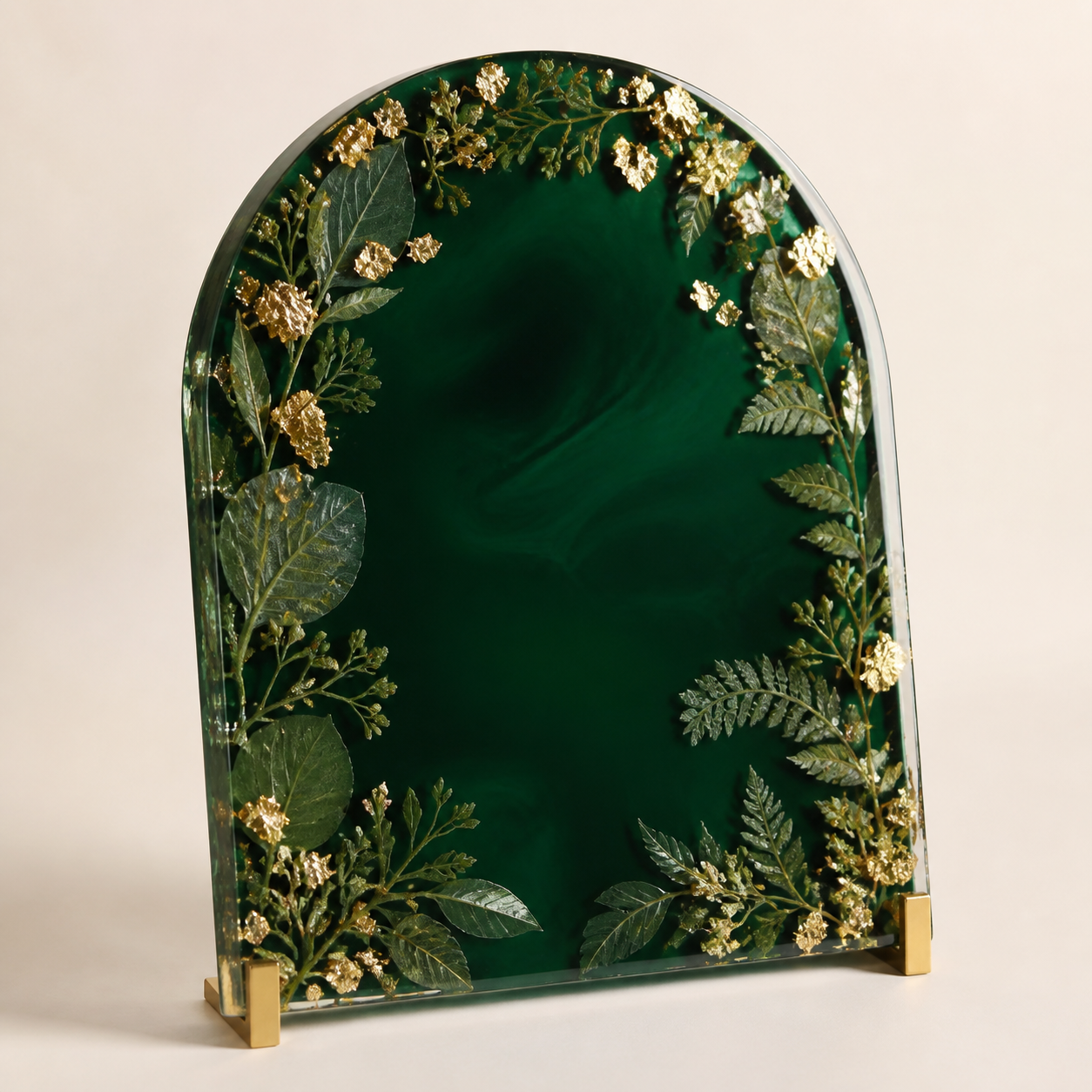 Emerald Botanical Resin Plaque