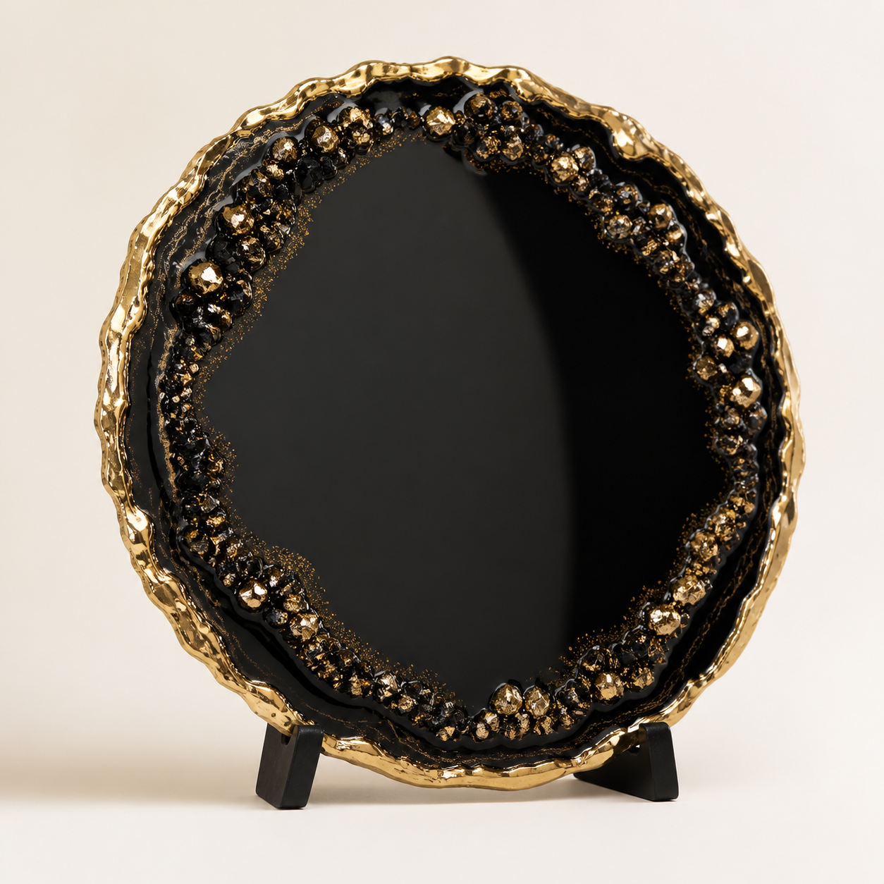 Black & Gold Geode Resin Plaque