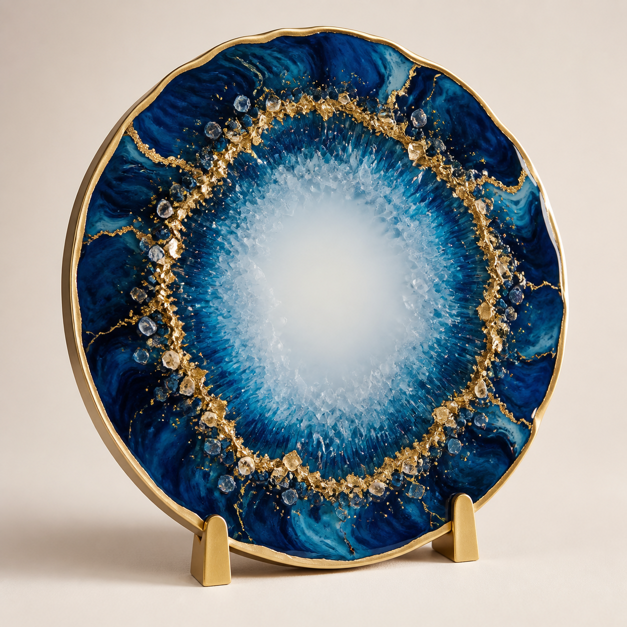 Sapphire Geode Resin Plaque