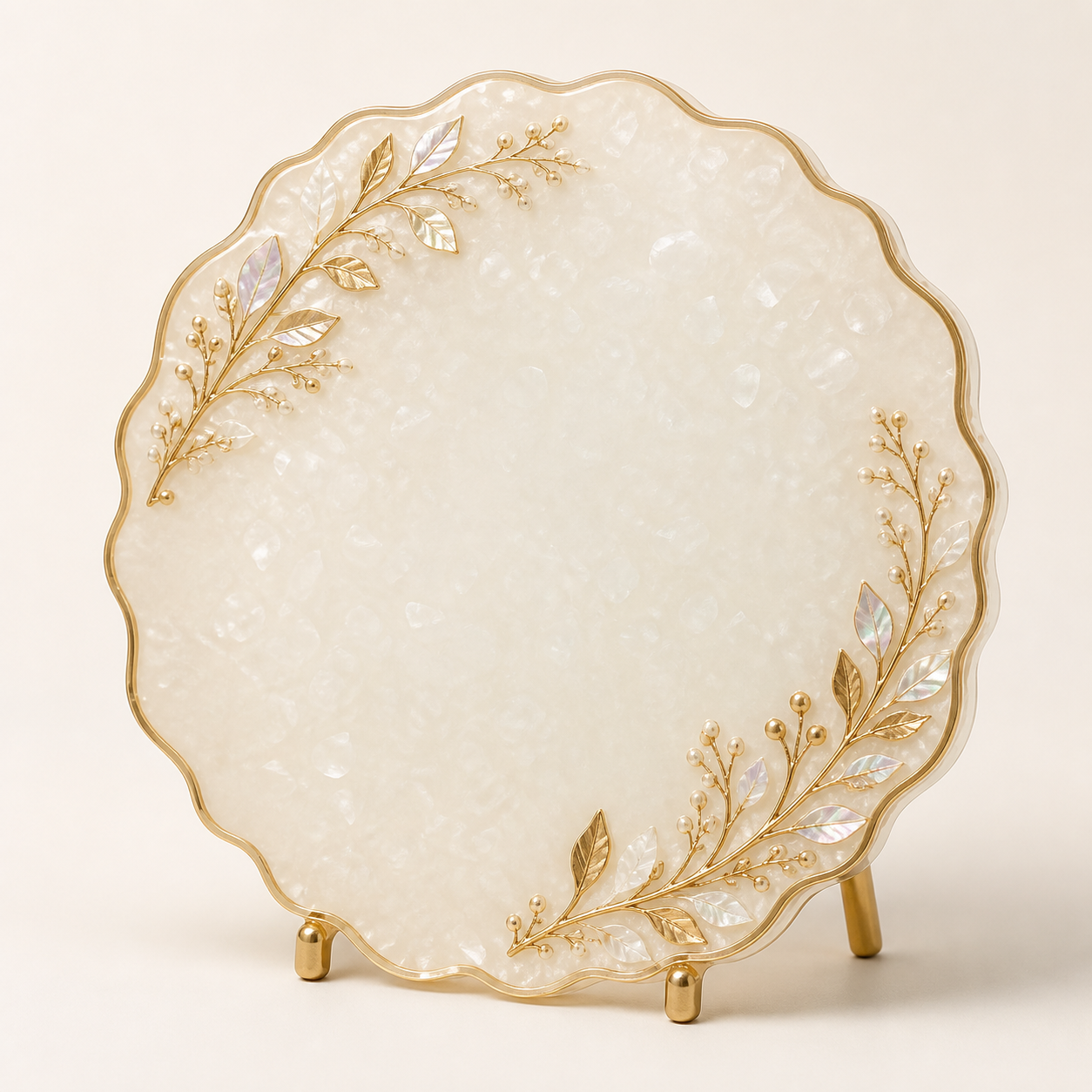 Ivory Pearl Botanical Resin Plaque