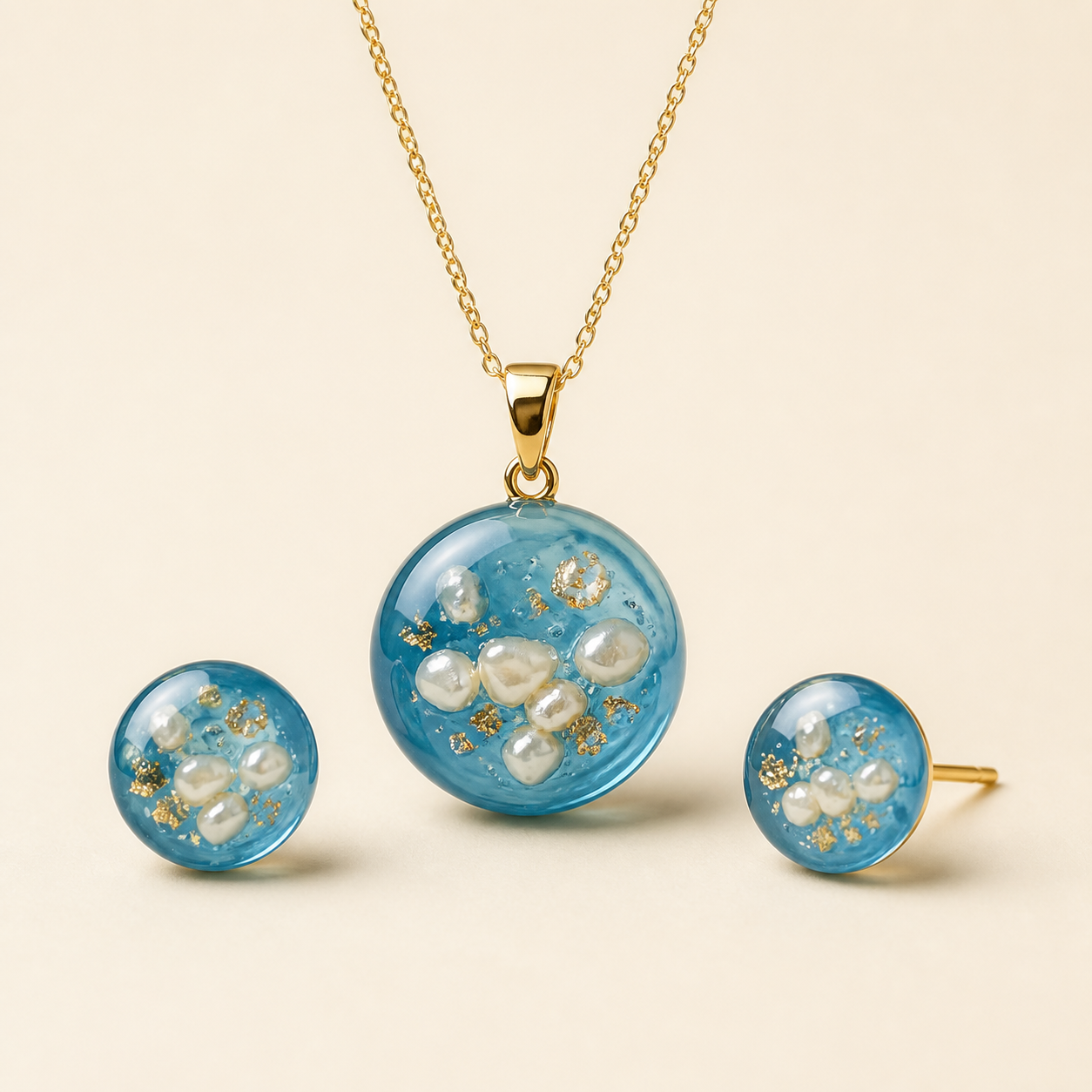 Ocean Pearl Resin Jewellery Set