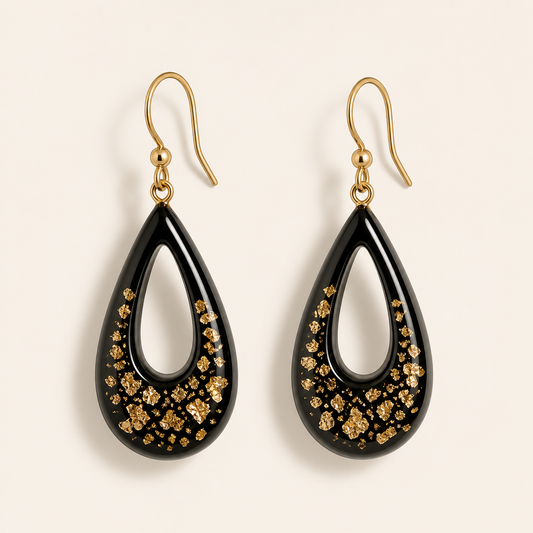 Midnight Gold Resin Earrings