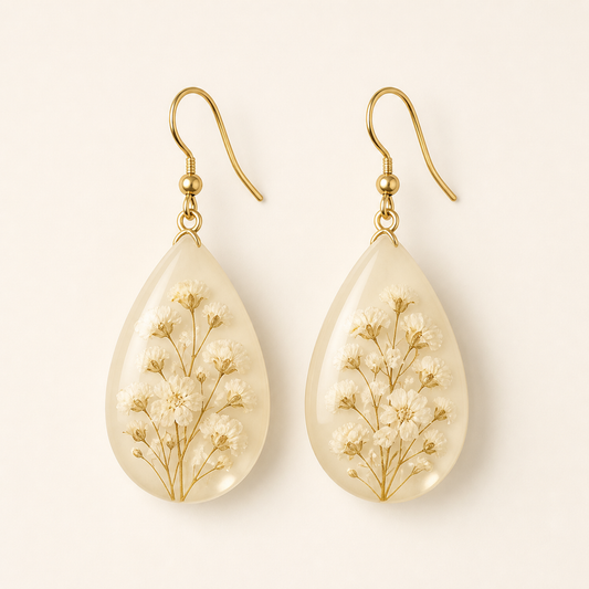 Ivory Floral Resin Earrings