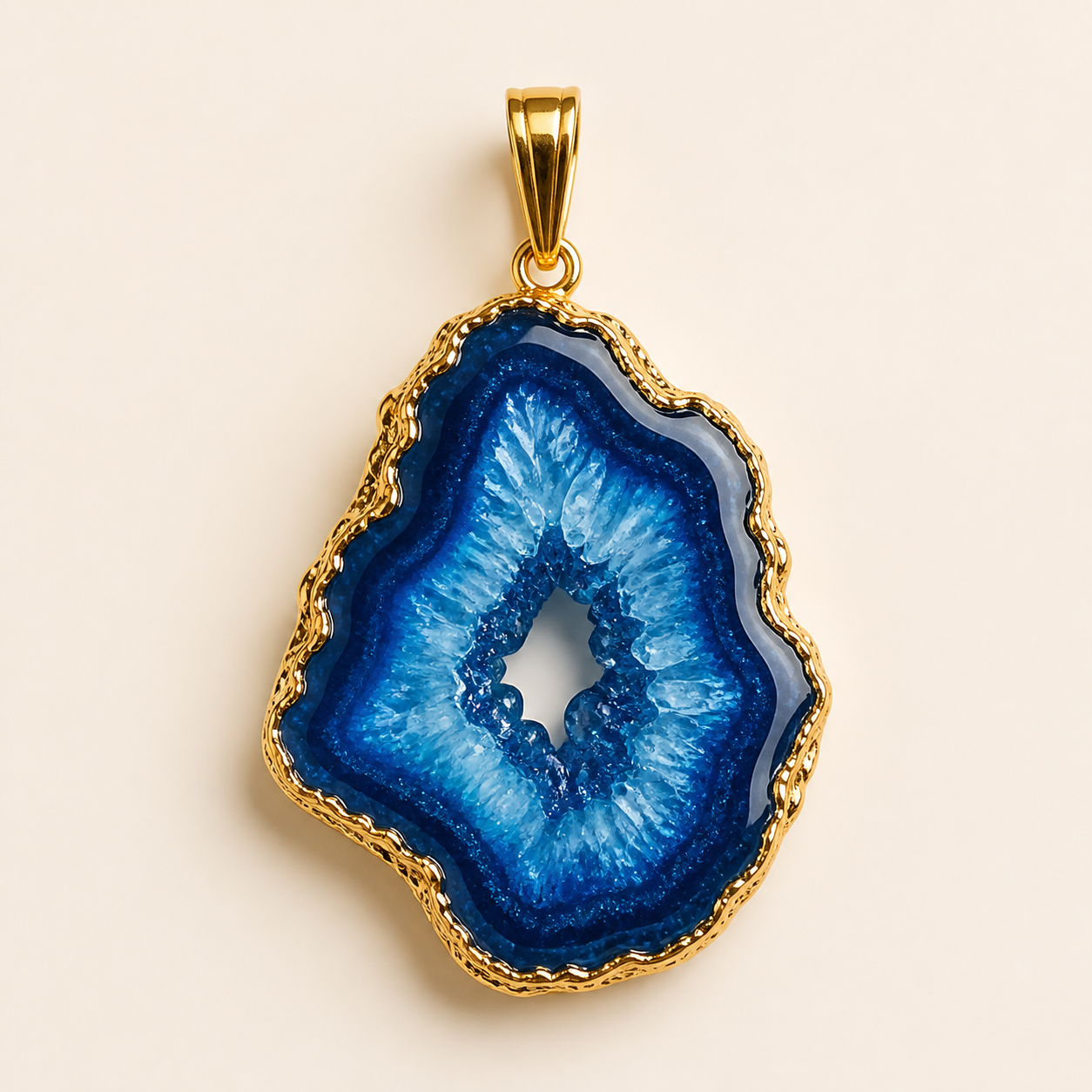Sapphire Geode Resin Pendant